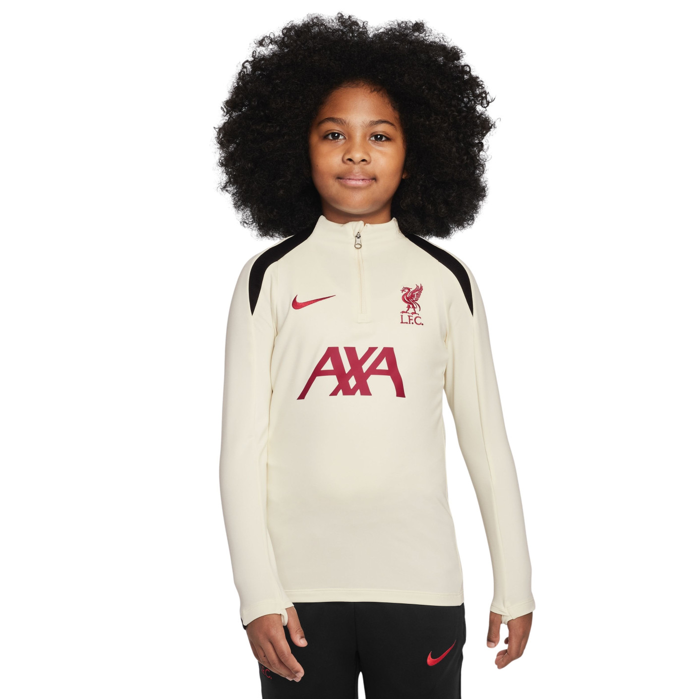 Nike Liverpool Strike Trainingspak 1/4-Zip 2024-2025 Kids Gebroken Wit Zwart Rood