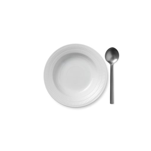 Royal Copenhagen Hvid Riflet Dyb Tallerken, Ø21 cm