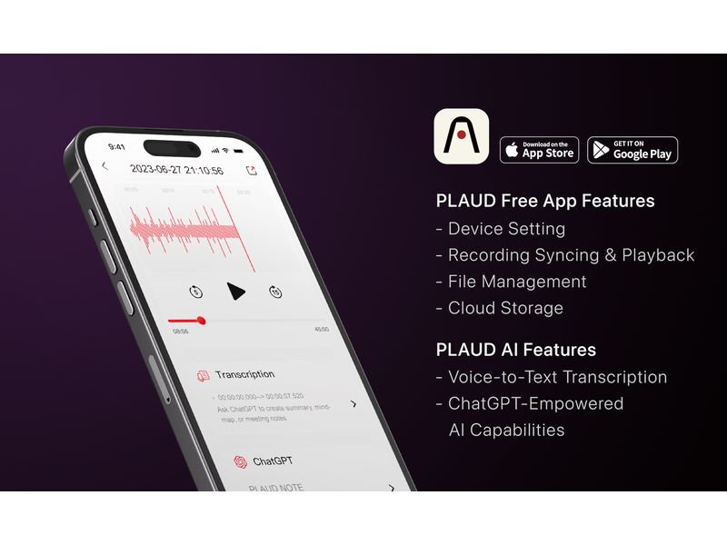 Plaud Diktiergerät Note AI Voice Recorder Silber ChatGPT Powered AI-Voice-Recorder