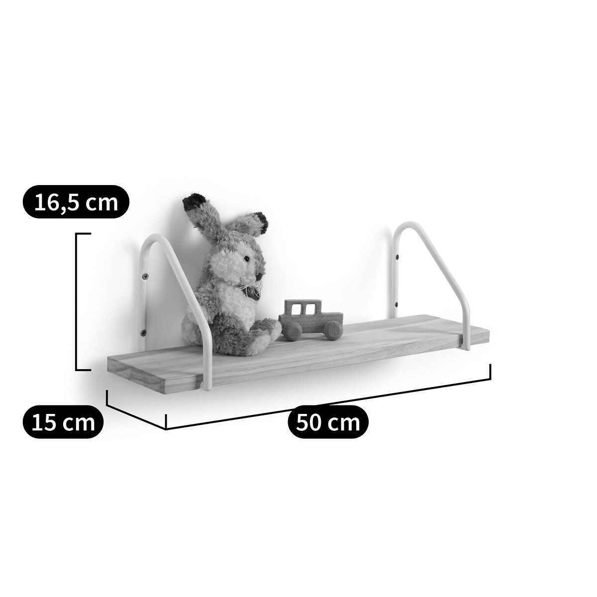 LA REDOUTE INTERIEURS<br>Prateleira de parede em pinho e metal de ferro L50 cm, Vinto