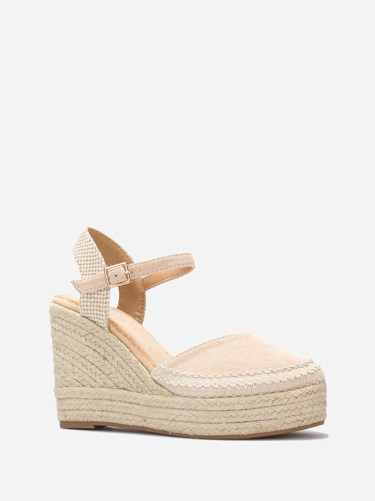 Espadrilles compensées à bride- Beige