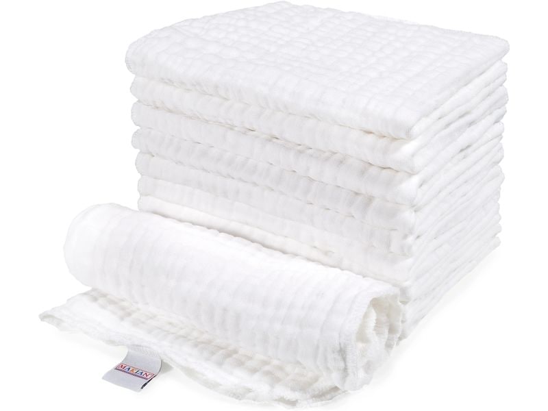 MAKIAN Mulltuch 10-er Pack 35 x 50 cm, Weiss Mullwindeln