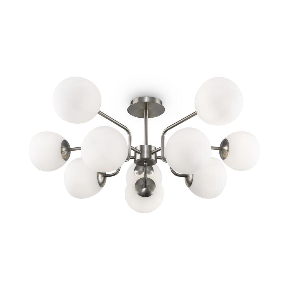 Erich plafondlamp in nikkel en wit, E14, 10-lichts