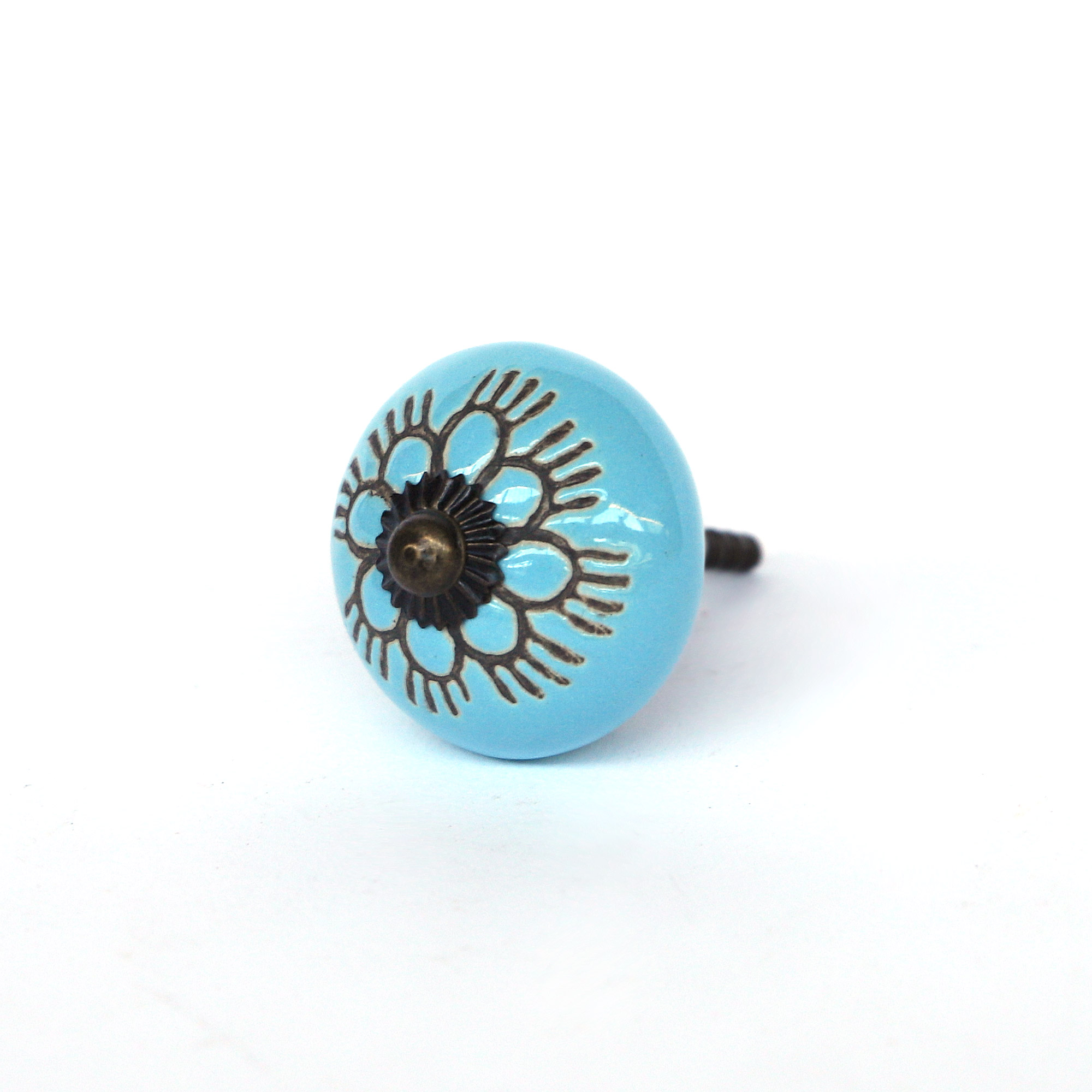 Keramik-Knauf 'Blume', blau, Ø 4 cm günstig bestellen