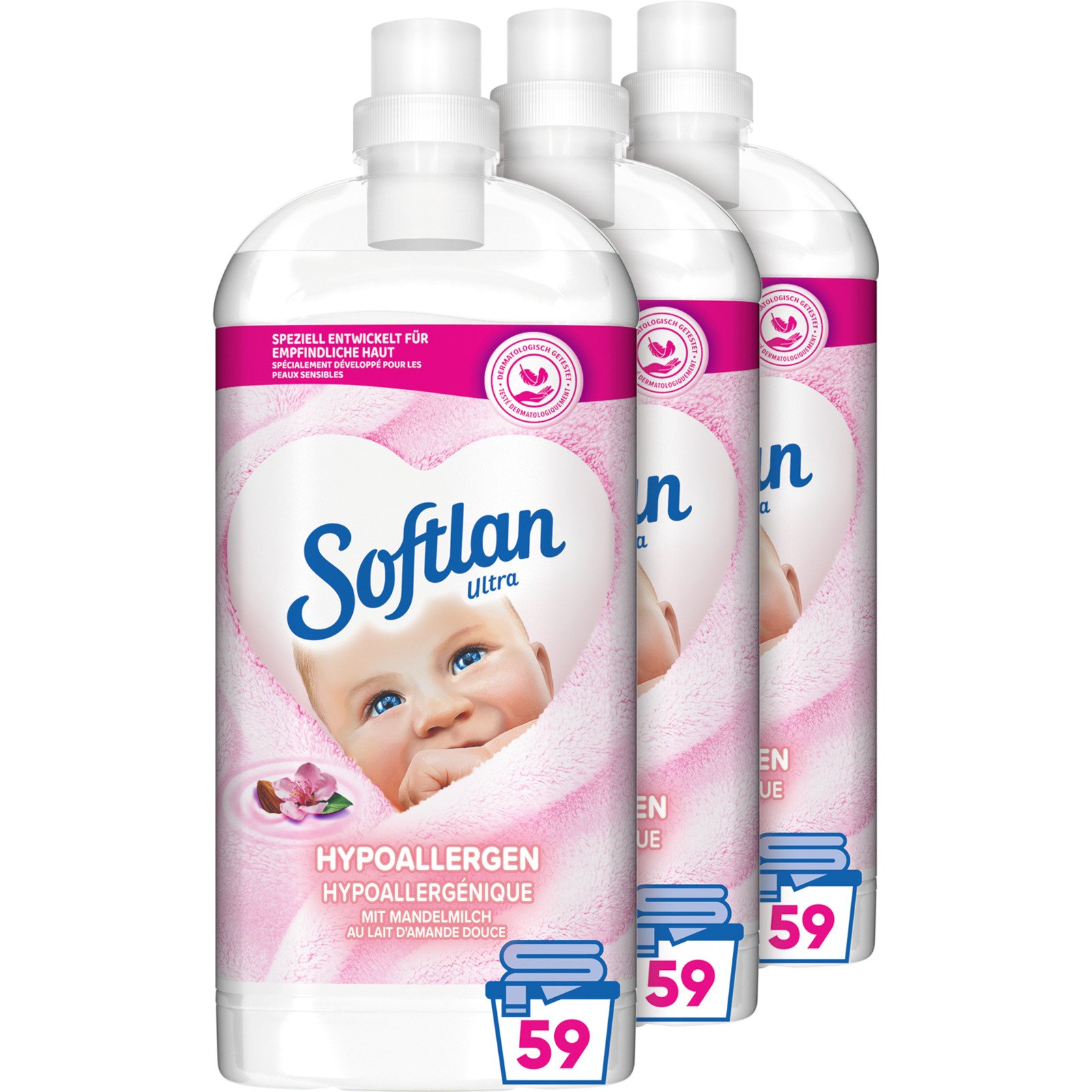 Softlan Ultra Weichspüler Hypoallergen 3 x 1,3 l