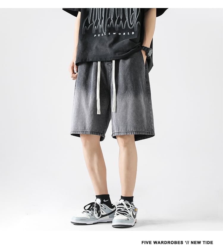 emeisa - Denim short met halfhoge taille en gradiënt