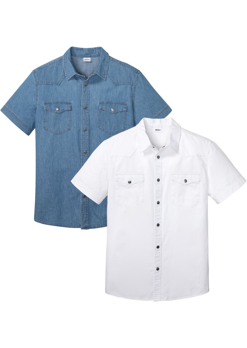 Lot de 2 chemises en jean, Slim Fit, manches courtes