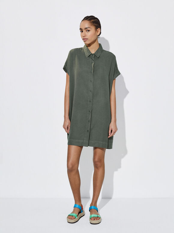 Vestido camisa 100% Lyocell - Cáqui