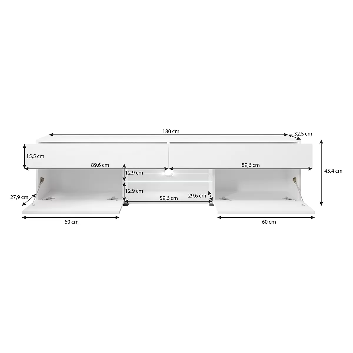Lowboard Carrara 180 weiss