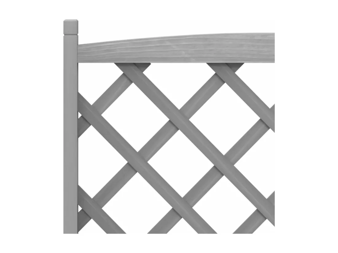 Jardinière avec treillis gris bois massif de sapin