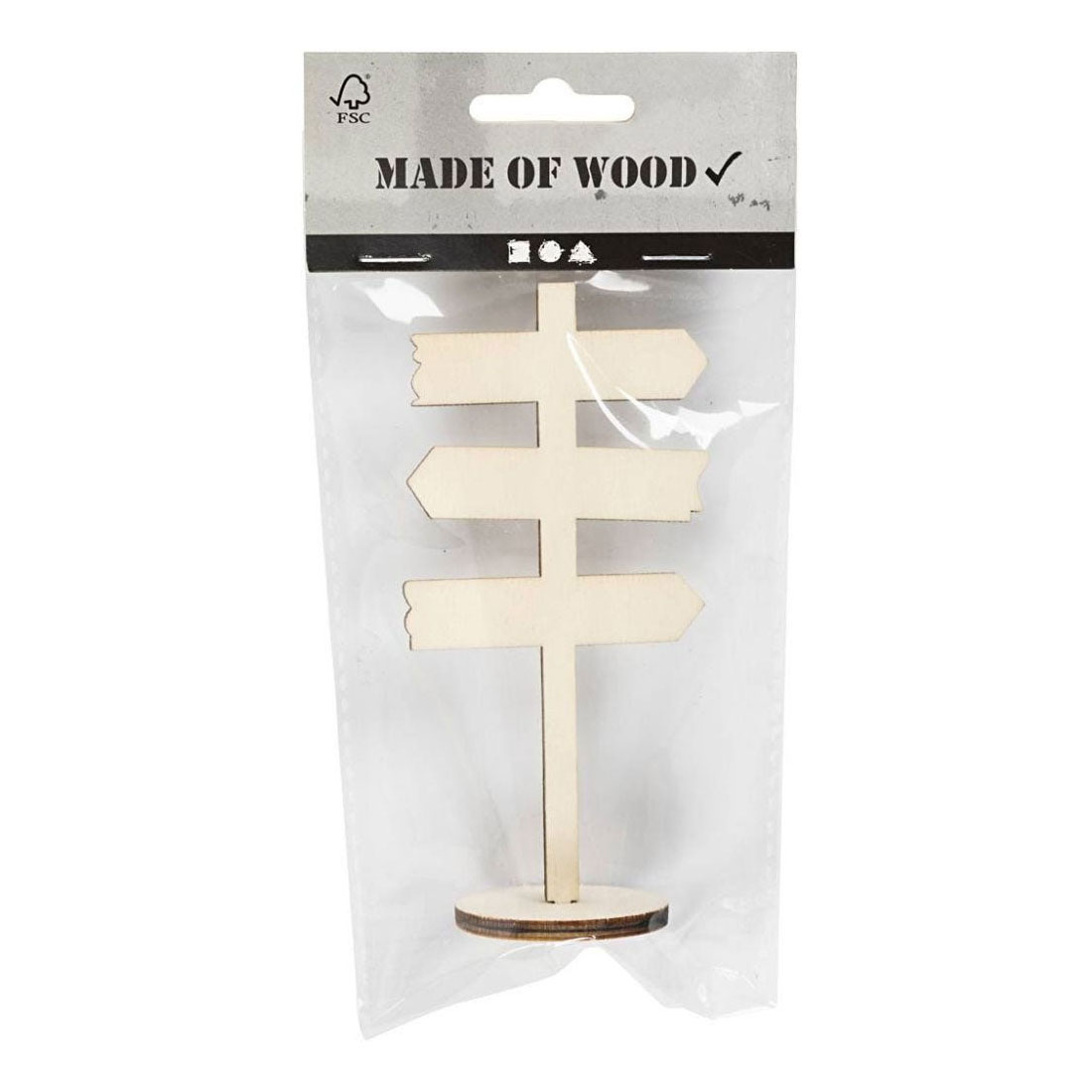 Houten Bord Pijlen op Voet, 12cm