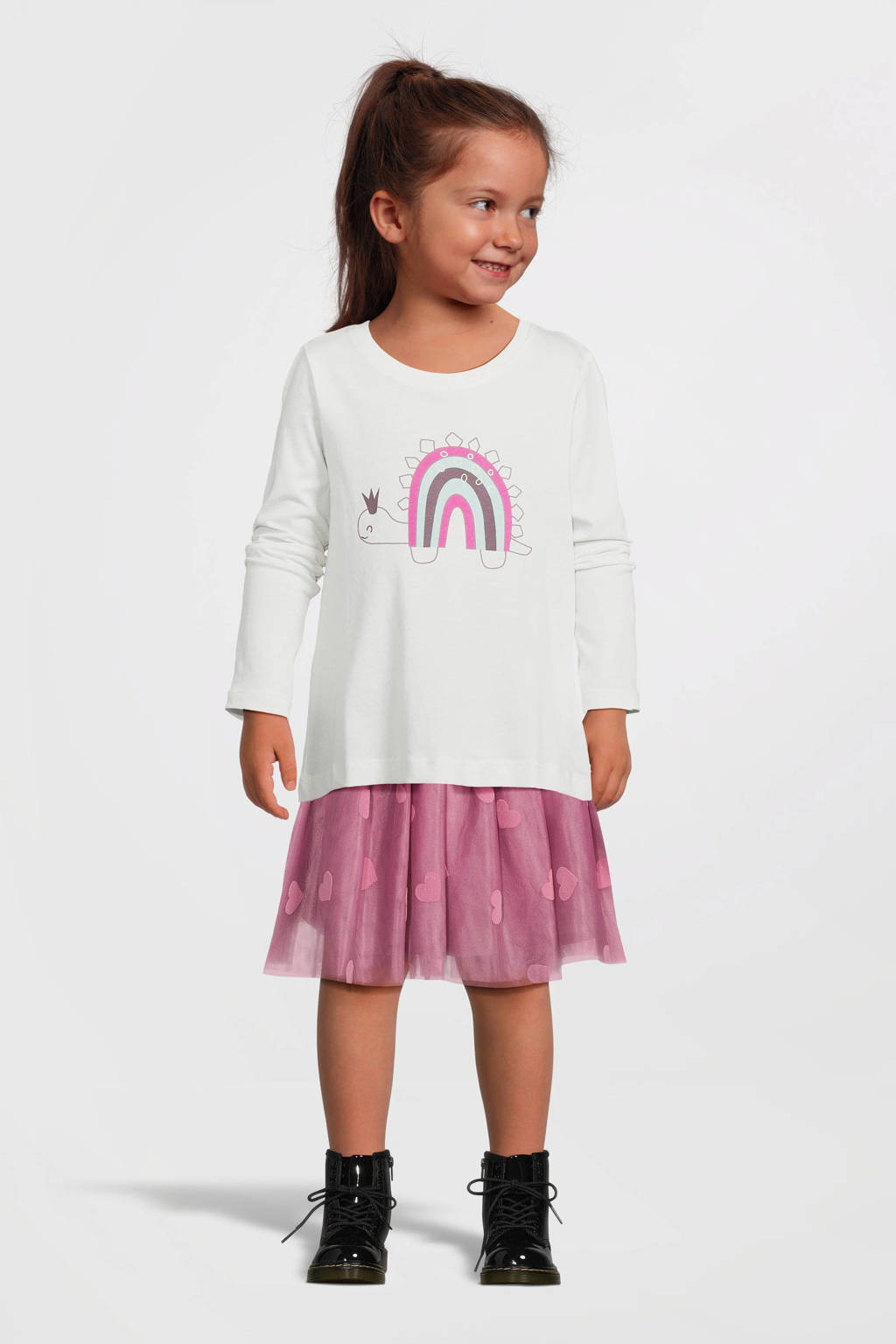 NAME IT longsleeve NMFVIOLET met printopdruk ecru