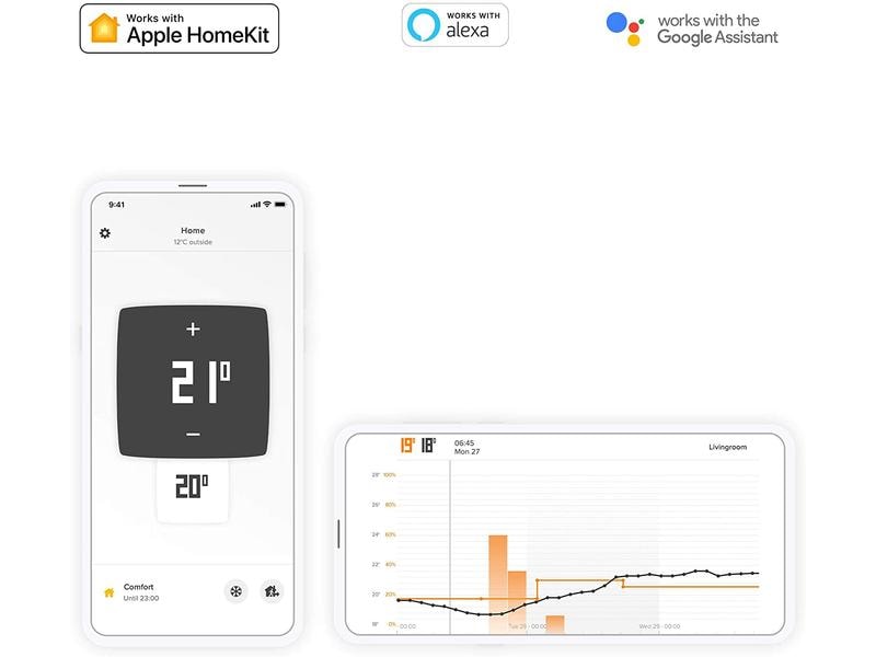 Netatmo Smarter Thermostat Starter Pack 2x Thermostat, 1x H Netatmo Smarte Heizkörperthermostate Starterpaket | Starterpaket bestehend aus 2x Smarten Thermostaten & 1x Hub für Heizkörper