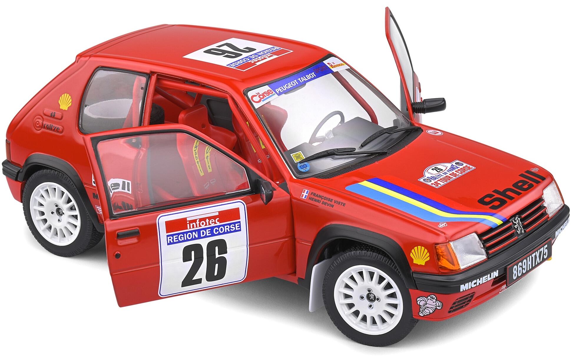 Rennwagen Peugeot 205 Rallye #26 1:18Peugeot 205 Rallye Tour de Corse 1990 #26, Henri Devin / F.Viste, Rot