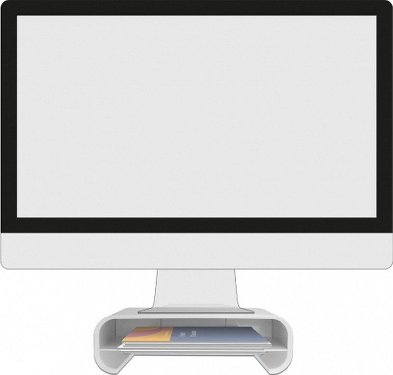 DeLOCK ergonomische monitor standaard/verhoger met 1 lade - L / wit