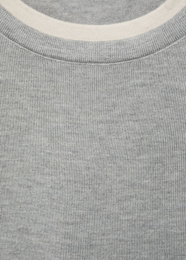 MANGO Contrast trim sweater Lt pastel grey