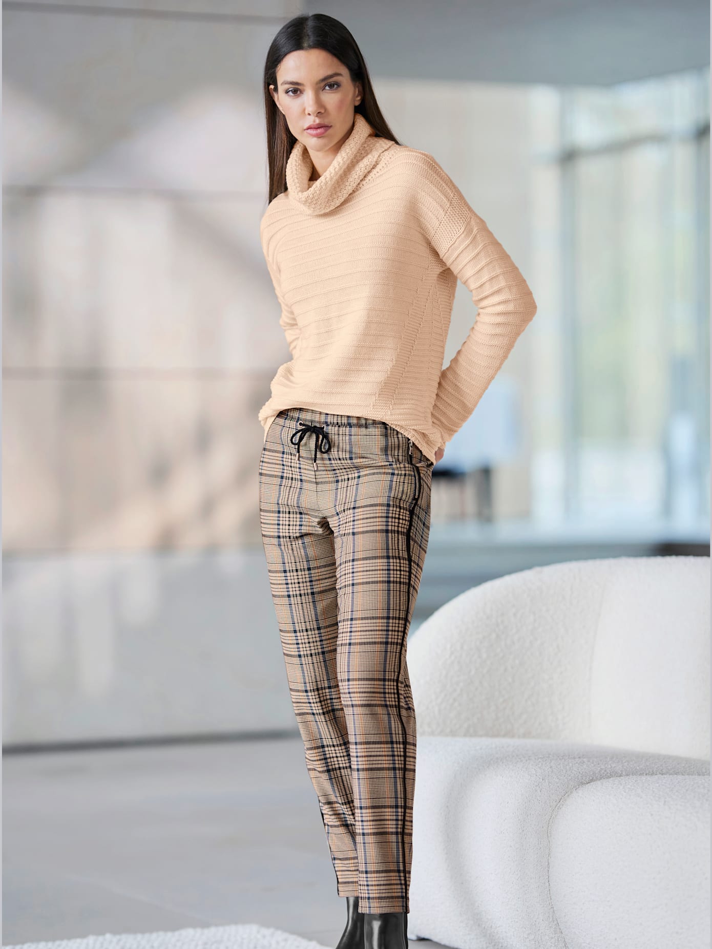 Pantalon avec losange motif à carreaux