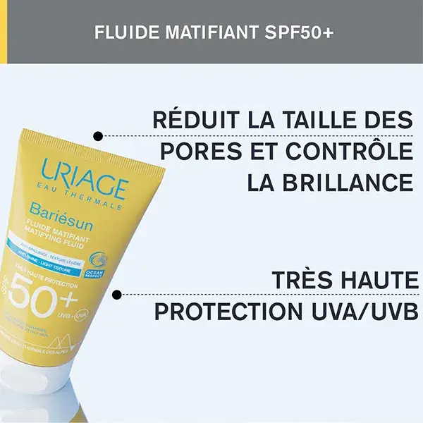Protetor solar facial matificante Uriage Bariésun FPS 50+ 50ml