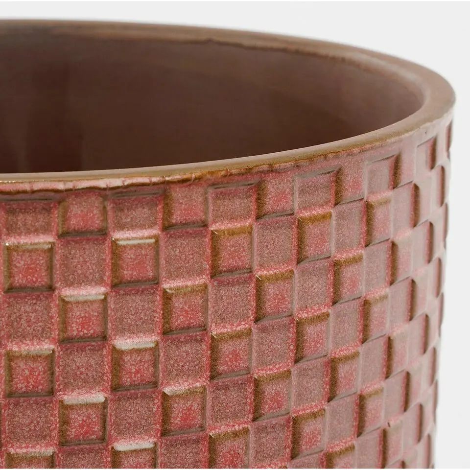 Mica Decorations Plantenpot - keramiek - roze - 13 x 13 cm