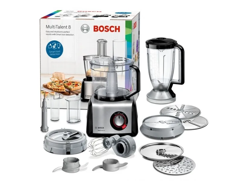 Bosch MultiTalent 8 MC812M865 - Køkkenmaskine - 1250 W - børstet rustfrit stål/sort