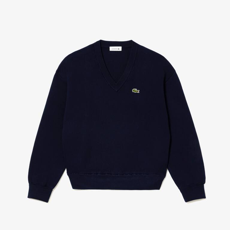 Pull col V femme Lacoste en coton biologique Pullovers - Bleu - Lacoste - Femme