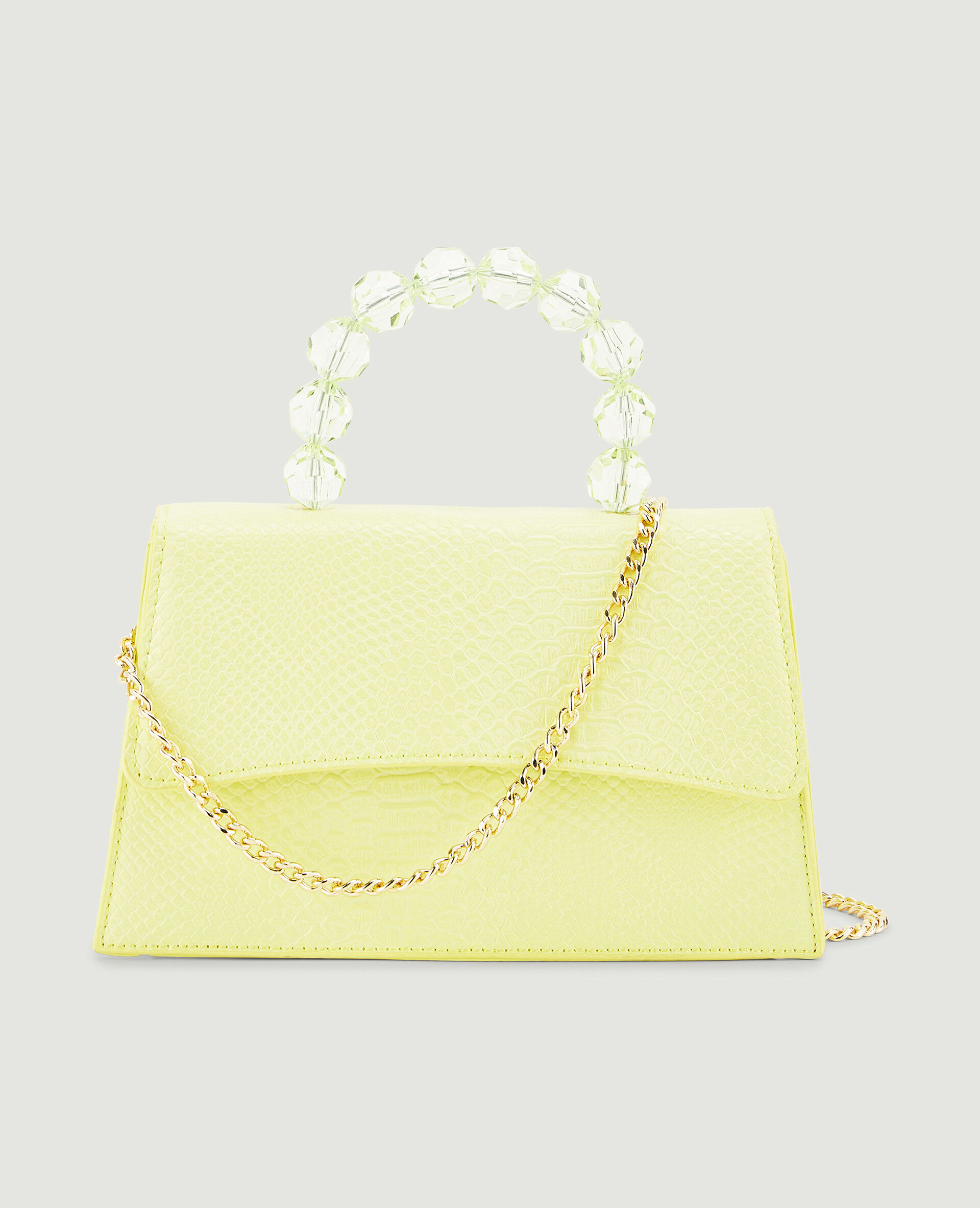 Sac boxy avec poignée perles - Jaune