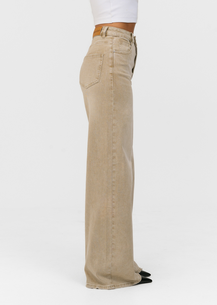 Wide leg stretch jeans sage groen