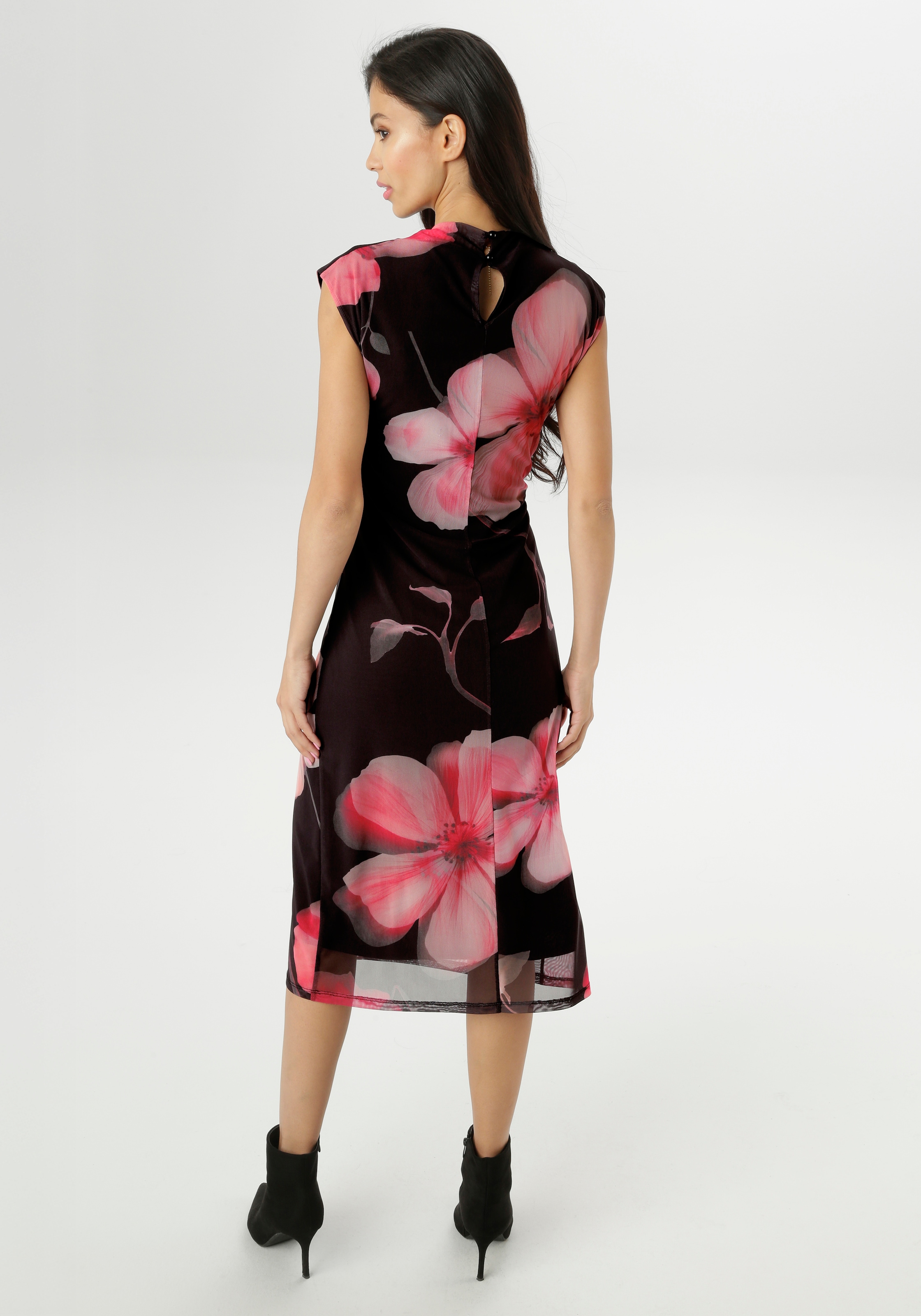 Aniston SELECTED Midikleid In Mesh-Qualiät und im angesagten Blütenprint - NEUE KOLLEKTION