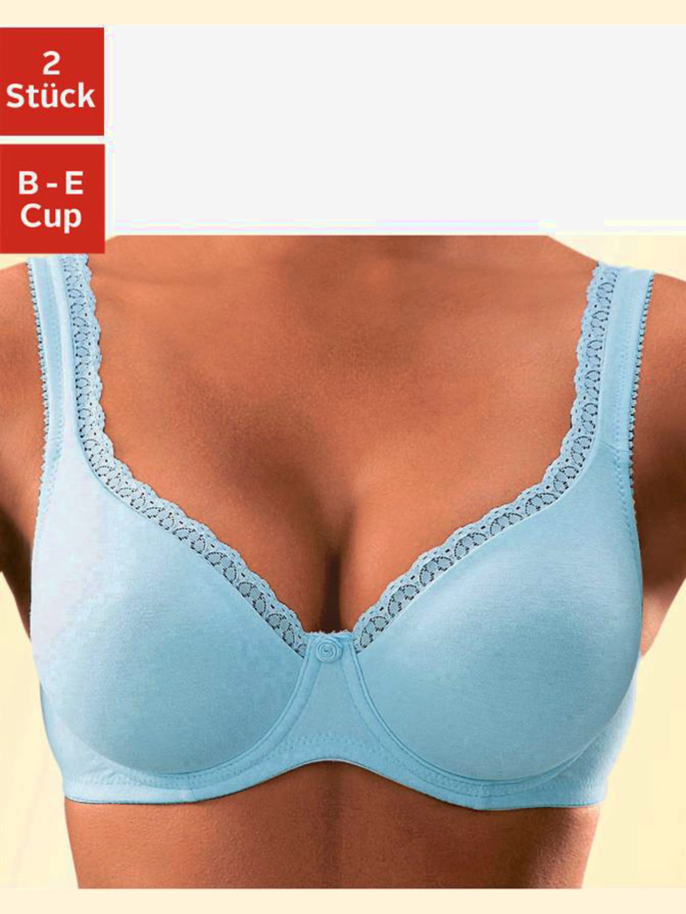 Soutien-gorge spécial t-shirt soutien-gorge basique avec bord dentelle décoratif sur les bonnets et les bretelles