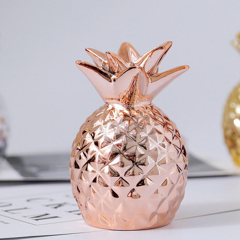 (13x9cm) Ananas Sparkasse Home Accessoire Geschenkidee Deko Spardose - Roségold