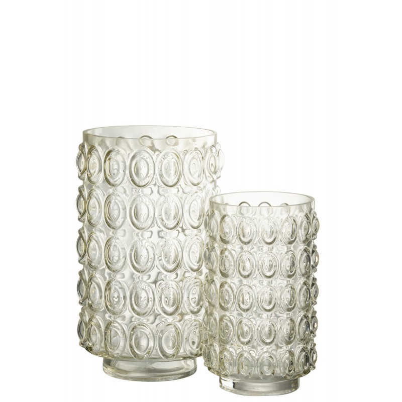 Vase à bulles en verre jaune 19x19x31 cm