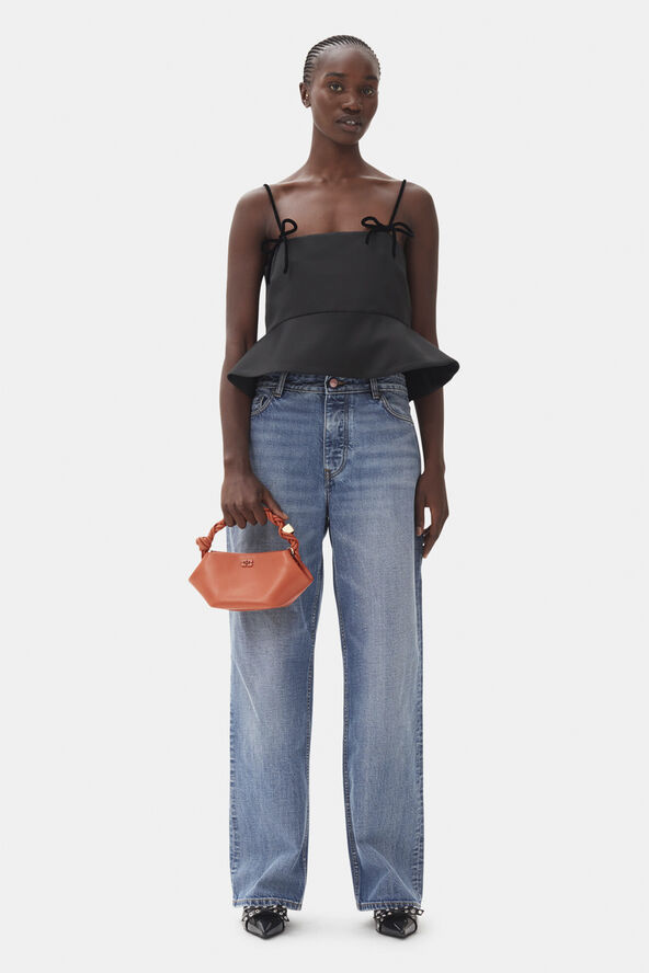 Ganni Duchesse Satin Top Black