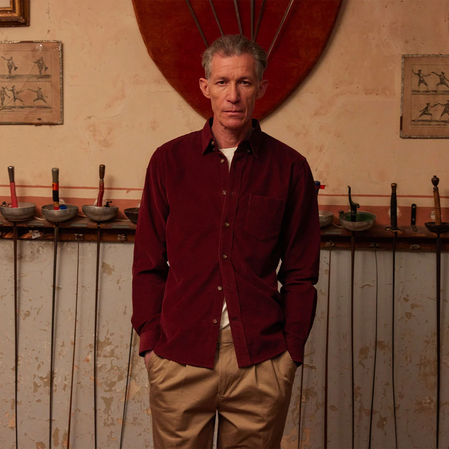 Burgundy velvet shirt