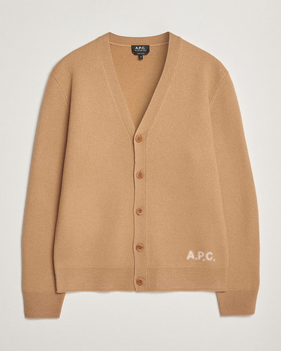A.P.C. Kenny Wool Knitted Cardigan Camel