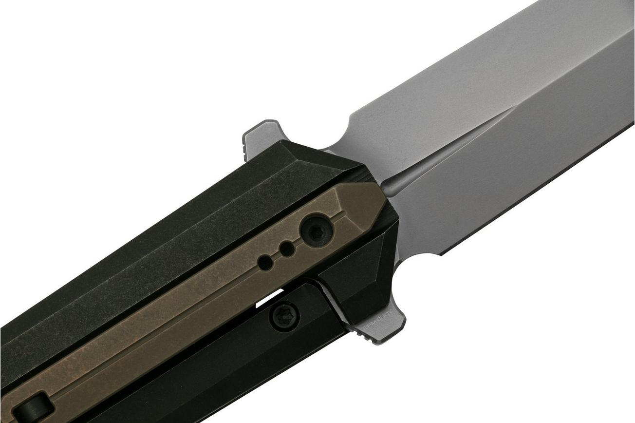 WE Knife Diatomic WE22032-3 Black Titanium Bronze Accents, Bead Blasted Single Edge zakmes