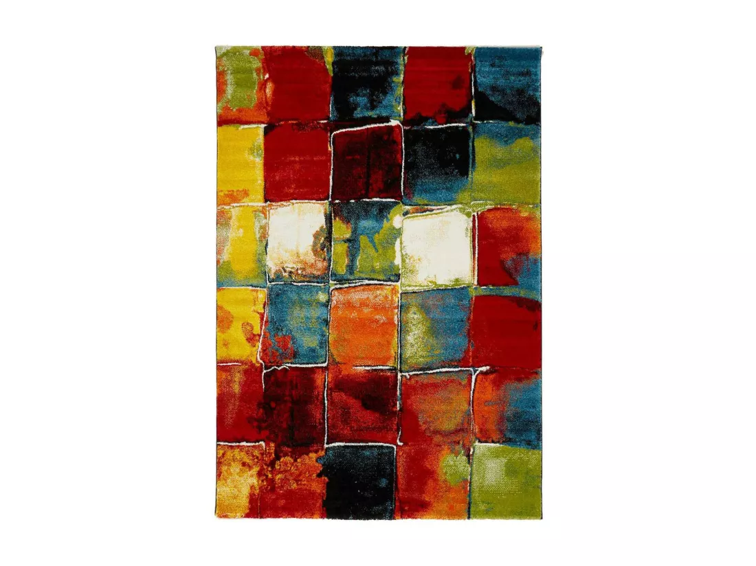 tapis grand salon 280x380 tissé multicolore rectangle motif géométrique BELO 2