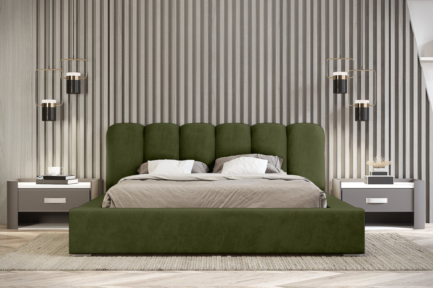 Trae Mobler Dallas 180 x 200 cm Gestoffeerd Bed Bosgroen
