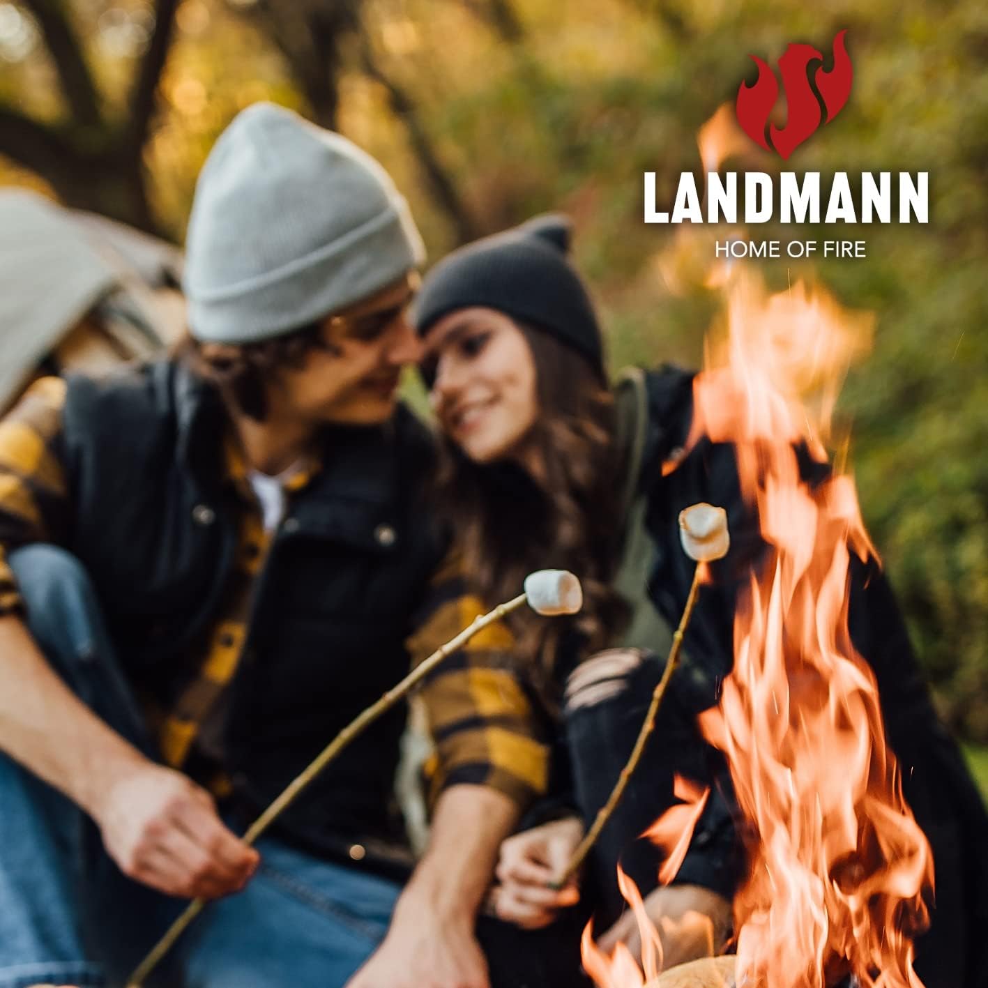 Landmann Feuerschale Ø 60,5 cm schwarz I Feuerkorb aus pulverbeschichtetem Stahl I Feuerstelle mit stabilem Sockel I Feuerstelle mit Funkenschutzgitter für 360° Sicht
