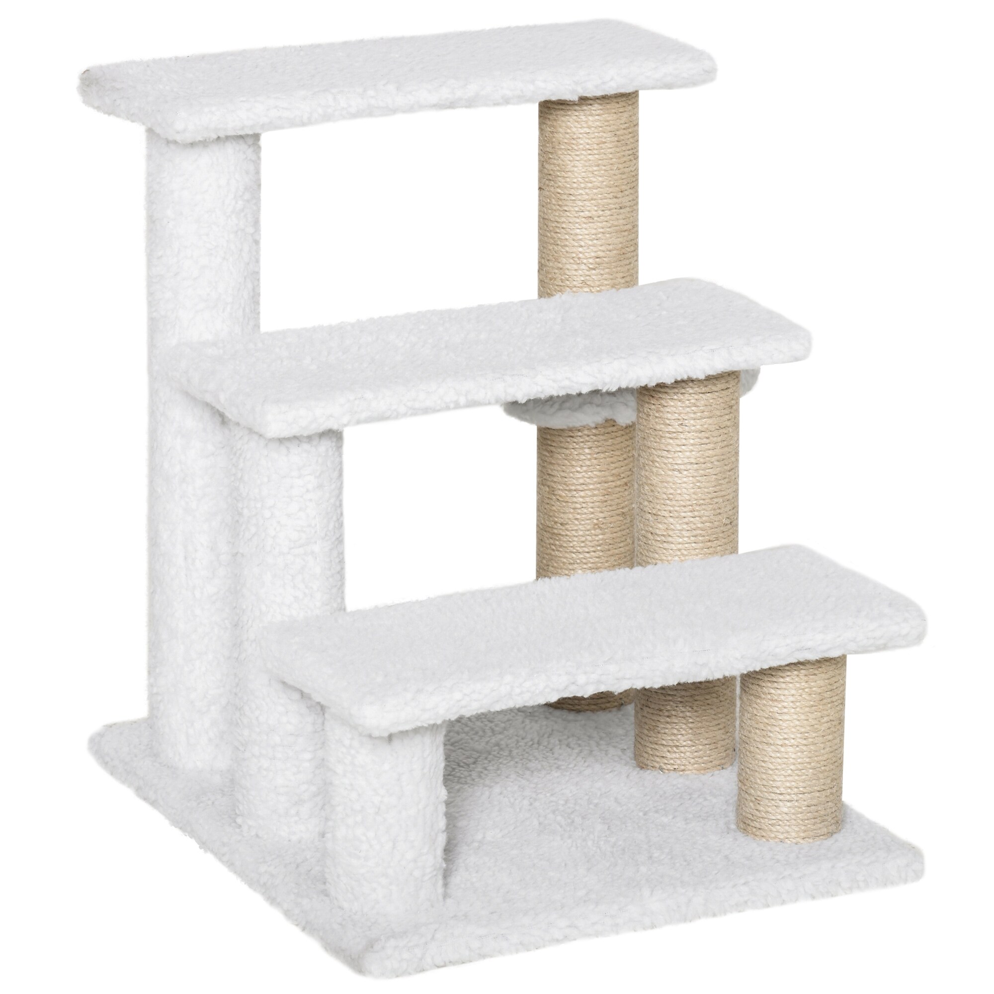 PawHut Haustiertreppe mit Ball weiß 45L x 40B x 48H cm