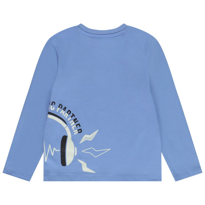 T-shirt manches longues en jersey avec print placé pour garçon - Bleu moyen