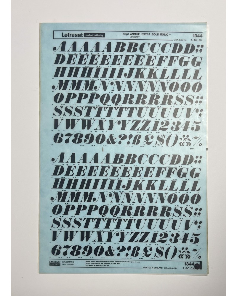 letraset-1344- ANNLIE EXTRA BOLD ITALIC - 60pt