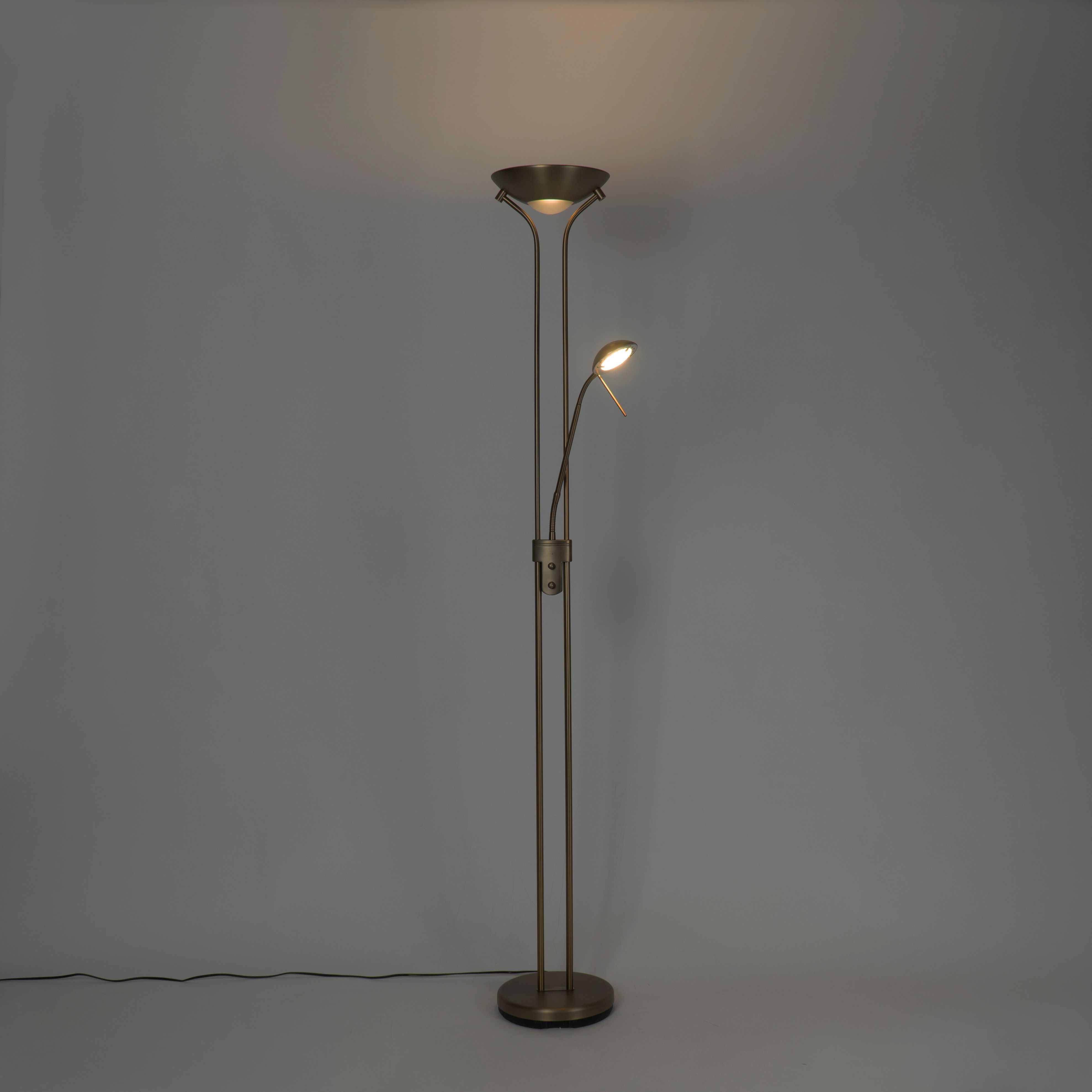 Moderne vloerlamp brons met leeslamp incl. LED dim to warm - Diva