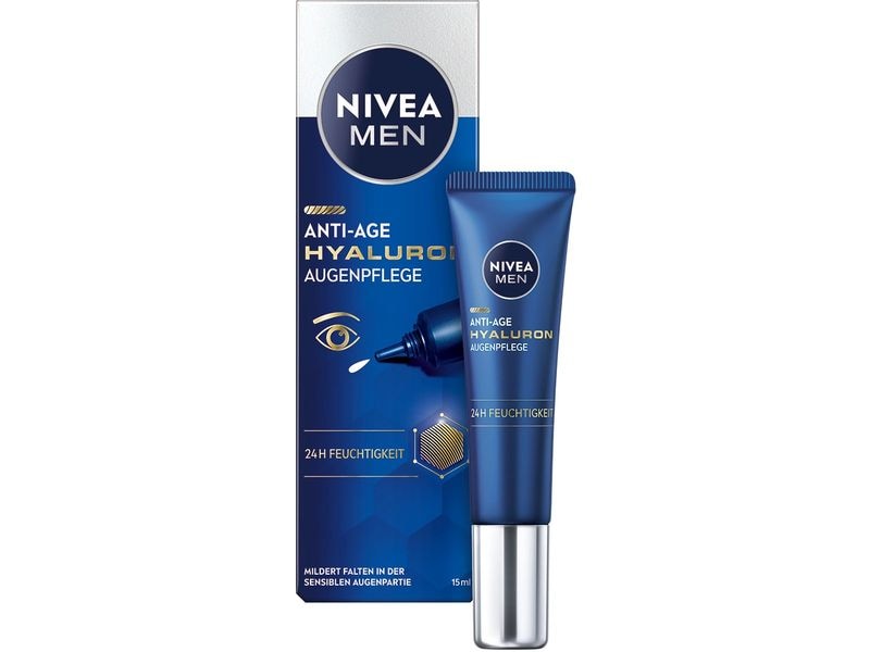 NIVEA MEN Augencrème Anti-Age Hyaluron 15 ml Augenpflege reduziert Anzeichen von Müdigkeit und mildert Falten im Augenbereich