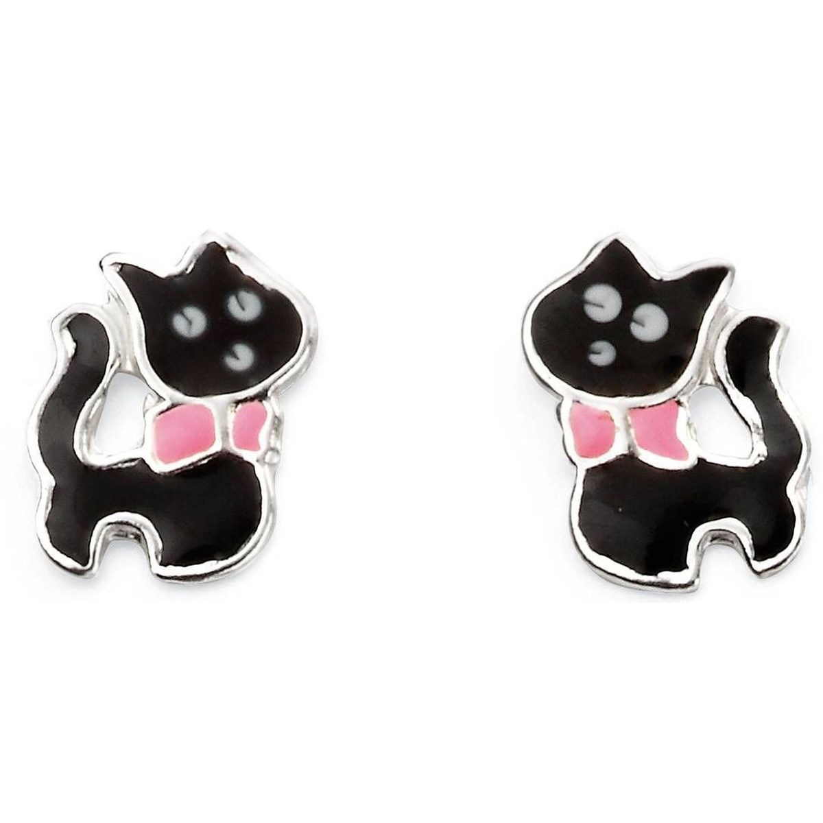 Boucle d'oreille chat en argent 925/1000