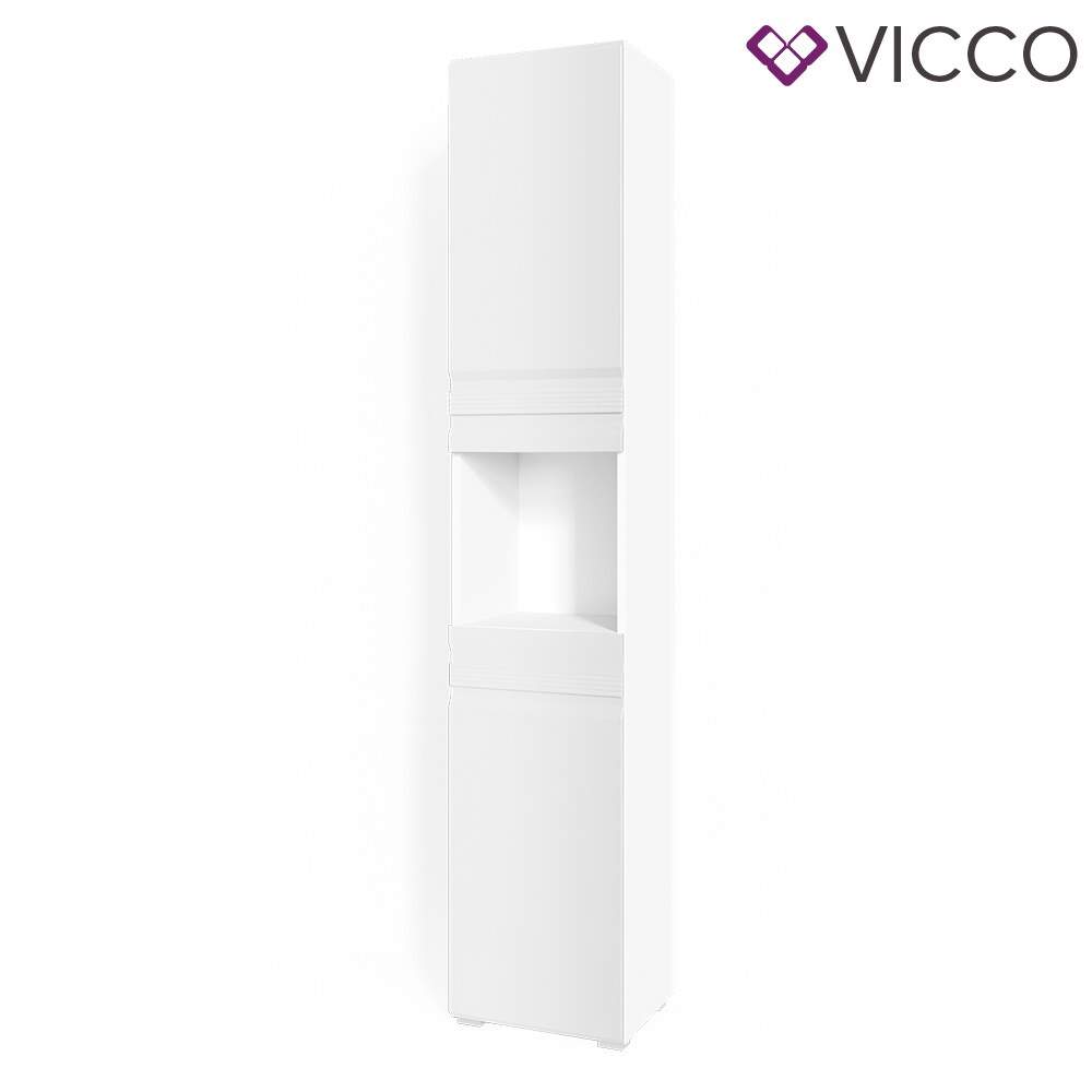 VICCO Badschrank FREDDY Weiß Hochglanz Badezimmerschrank Hochschrank Bad