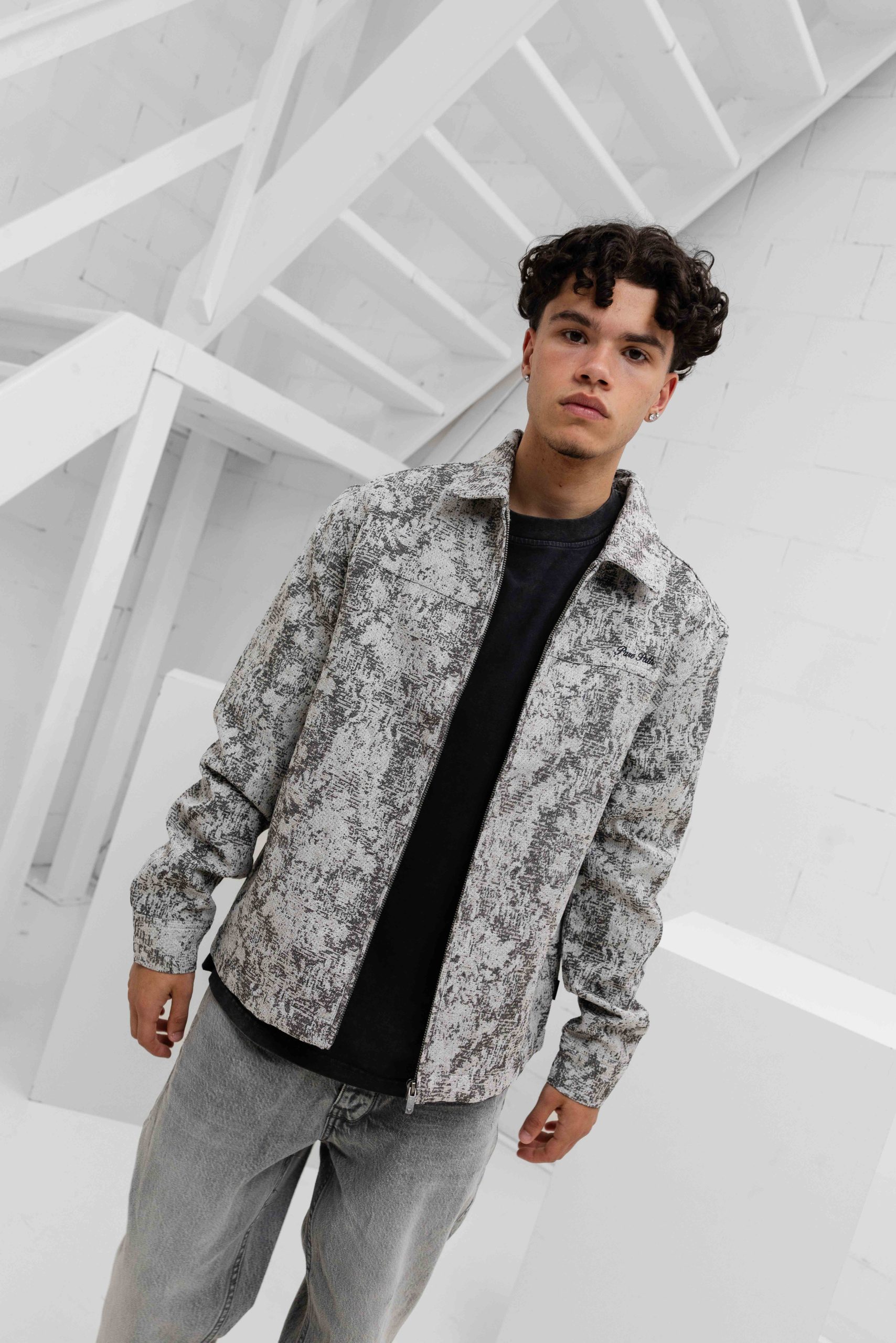 Pure Path Jacquard Flower Full-zip Jack Heren Zwart/Grijs