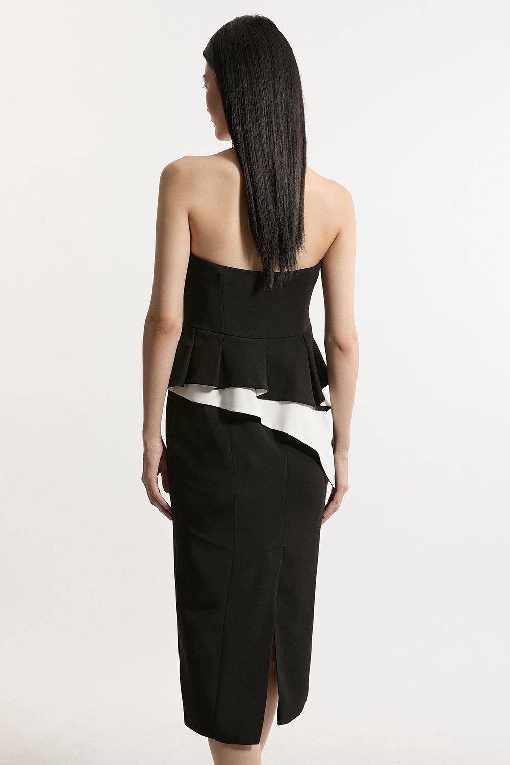 KarenMillen Petite Archive Collection - Robe midi en crêpe bandeau avec détail de nœud