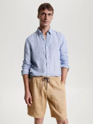 Camisa de linho listrada de corte slim
