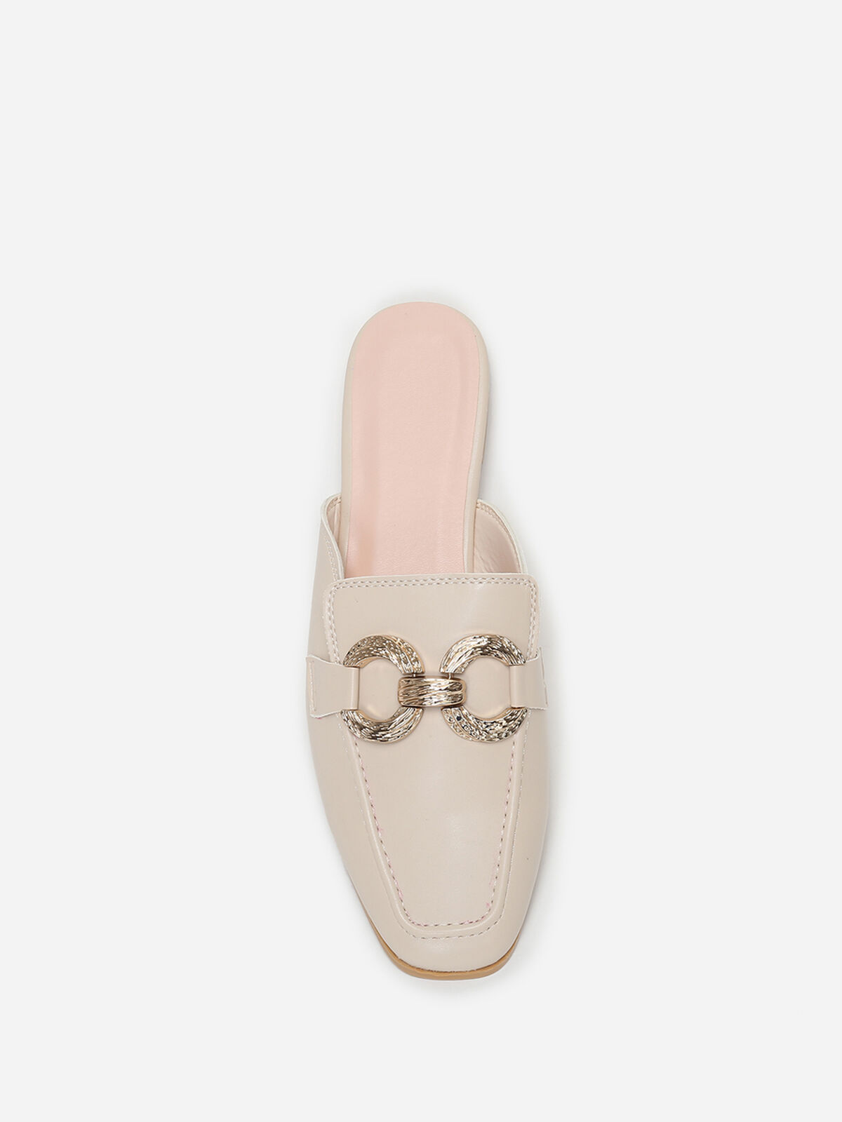 Mules mocassins à boucles- Beige