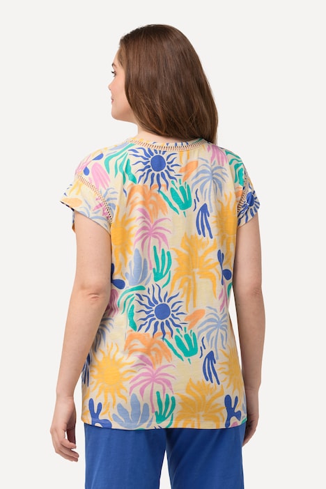T-Shirt, Sonnen, V-Ausschnitt, Halbarm, Biobaumwolle